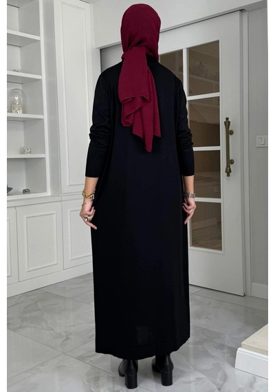 Rabia Şamlı Laçin Triko Elbise Siyah Normal
