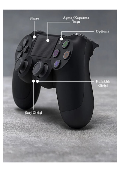 Ps 4 Joystick Tablet Telefon Pc Uyumlu Titreşimli Oyun Kolu - Şarj Kablo