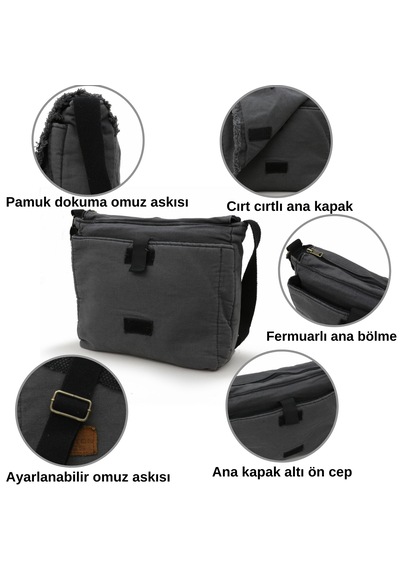 Old Cotton Cargo 7136 Gri 14 İnç Laptop Günlük Omuz Okul Çantası Grı