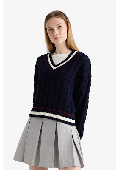 Defacto Coool Regular Fit V Yaka Kazak C7321ax25wnnv135 Lacivert