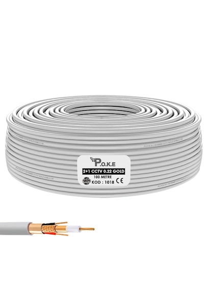 2+1 Cctv 0.22 Kamera Kablosu Gold 100mt Poke