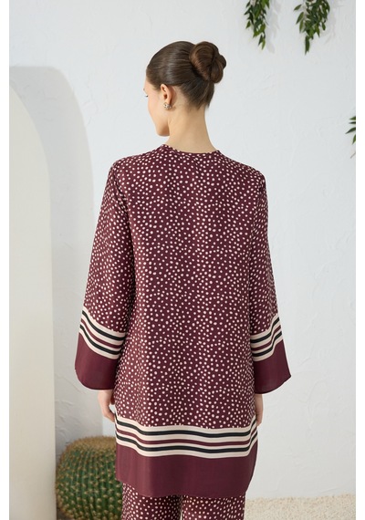 Aker Bordo Desenli Tunik Bordo Bordo