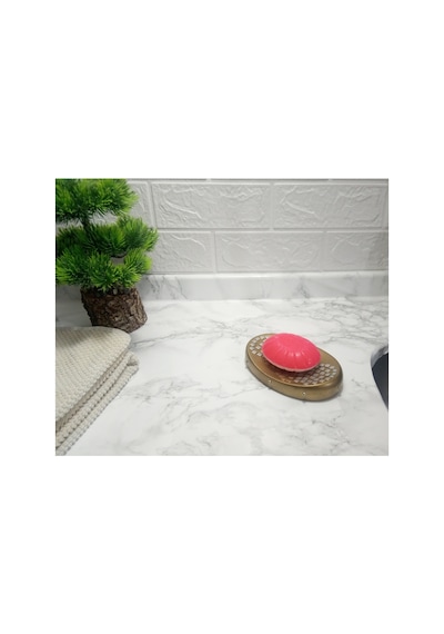 Buççin Online Mağaza Sabunluk Altın Mozaik Model Poliresin 12x9x4cm Banyo Seti Reçine Altın Çok Renkli