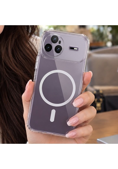 Caseonn Huawei Nova 15 Pro Kılıf Magsafe Özellikli Sararmaz Kristal Sert Kapak Şeffaf