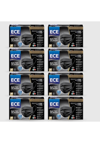 Ece Full Ultrasonik Meltblownlu Maske 50'li 400 Adet Siyah