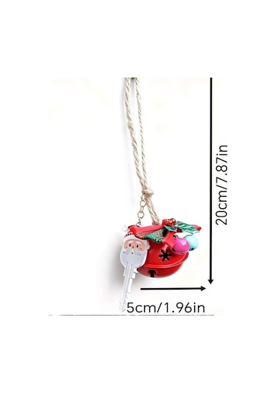 Noel Baba Figürlü Kırmızı Çan Yılbaşı Ağaç Süsü Hasır İpli Dekoratif Süs 20 Cm Diğer