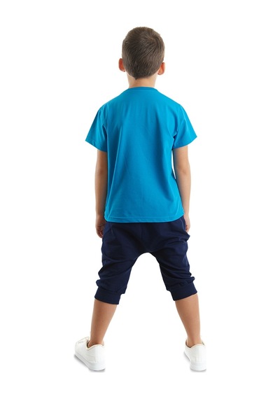 Denokids Mshb&g Astronot Erkek Çocuk T-shirt Kapri Şort Takım Çok Renkli
