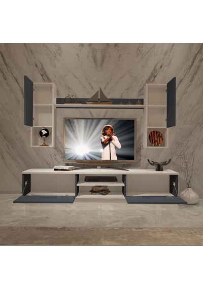 Decoraktiv Eko 5dab Mdf Dvd Tv Ünitesi Tv Sehpası Beyaz - Antrasit