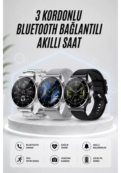 Akıllı Saat Amoled Ekran Bluetooth Bağlantılı Sesli Görüşme Nabız Ölçer Diğer