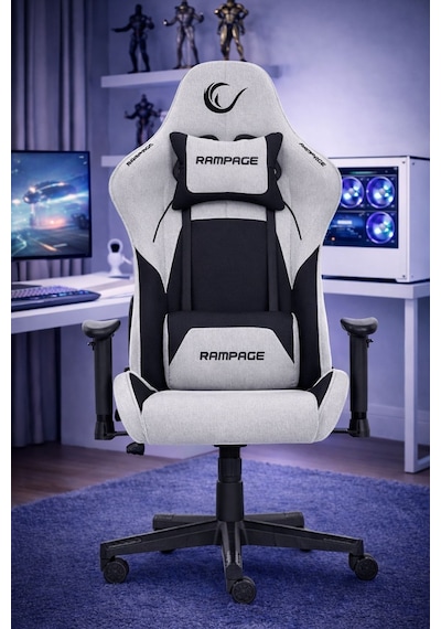 Üst Seviye Terletmez Kumaş Gri/siyah Gaming Oyuncu Koltuğu Peak Kl-r26 Gri - Siyah