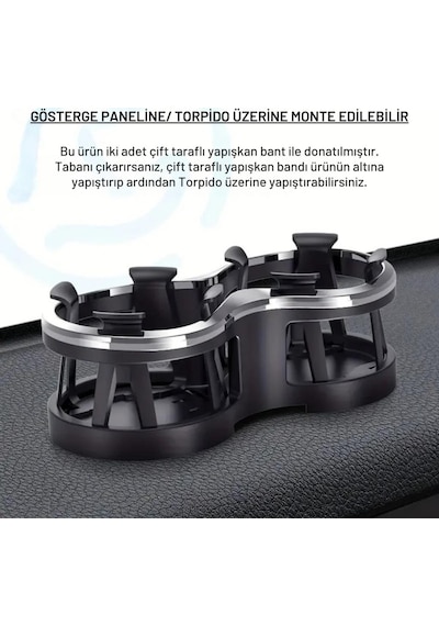 Coofbe İki Gözlü Oto Bardak Tutucu Bardak Çoğaltıcı Torpido Üzeri Bardak Tutucu Araç Bardaklık İçecek Tutucu