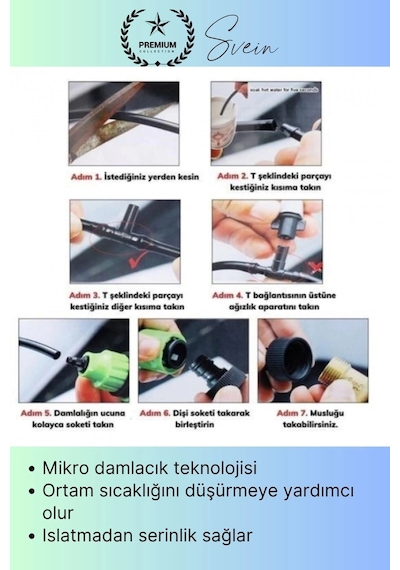 Nemlendirme Açık Alan Sisleme Ve Serinletme Kiti 10 Metre Balkon Teras Cafe Bahçe Nemlendirici