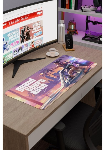 Gta 6 Kaymaz Dikişli Kauçuk Oyuncu Mousepad V2 - 70x30 Xl Gaming Mouse Pad Fare Altlığı