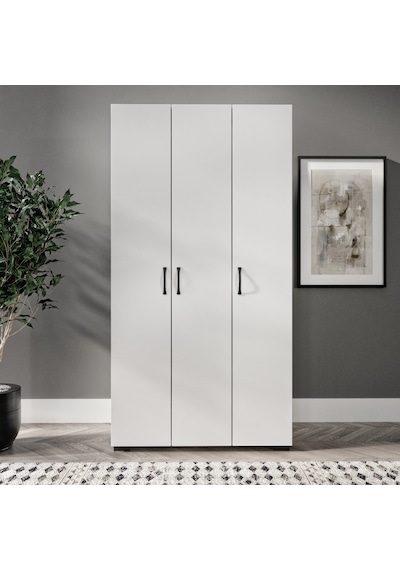 Soft 3 Kapaklı Beyaz Gardırop, Elbise Dolabı