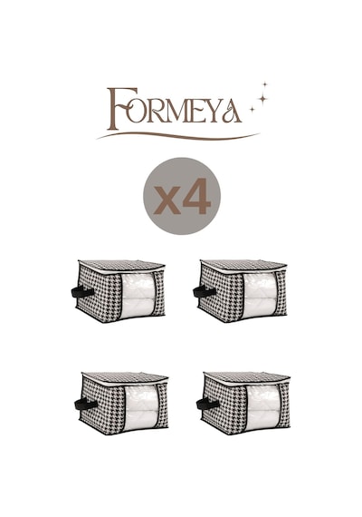 Formeya Lüks Pencereli Kazak-pike-battaniye Hurcu 40x40x30 Cm 4 Adet Siyah