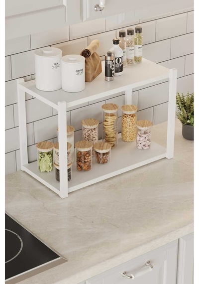 Çok Amaçli Banko Rafi Beyaz Profil Beyaz Sunta 45x18x34 Cm Mtl045