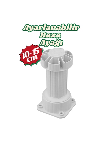 10 Adet Ayarlanabilir Mobilya Ayağı 10 Cm 15 Cm - Kanepe Dolap Mutfak Tezgah Yükseltici Gri Ayak - Baza Ayağı Gri Gri