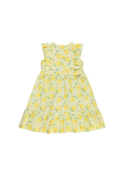 Civil Girls Limon Desenli 6-9 Yaş Elbise - Sarı