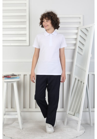 Modanino 2'li T-shirt Erkek Çocuk Pamuk Okul Tarz 5-13 Yaş 12277 Beyaz