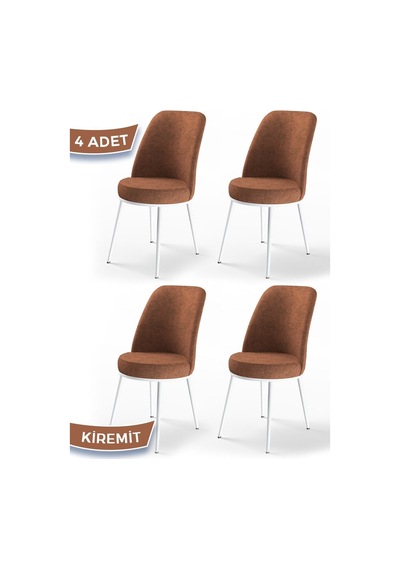 Canisa Concept Canisa Dexa Serisi 1.sınıf Yemek Ve Mutfak Sandalyesi , 4 Adet , Kiremit , Ayaklar Beyaz Sandalye Kiremit Ayaklar Beyaz