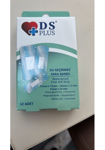 Ds Plus 3 Farklı Ebat Karma Su Geçirmez Yara Bandı 12 Adet 1 Paket