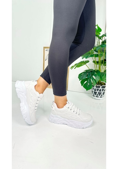 Günlük Kadın Sneaker Bağcıklı Yüksek Kalın Tabanlı Oval Burunlu Rahat Hafif Spor Ayakkabı 1001 Beyaz Günlük Kadın Sneaker Bağcıklı Yüksek Kalın Tabanlı Oval Burunlu Rahat Hafif Spor Ayakkabı 1001 Beyaz
