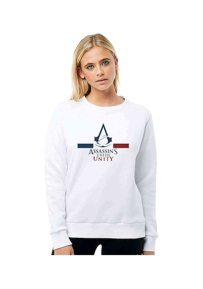 Assasin Creed Unity Baskılı Beyaz Kadın Sweatshirt (534615794)