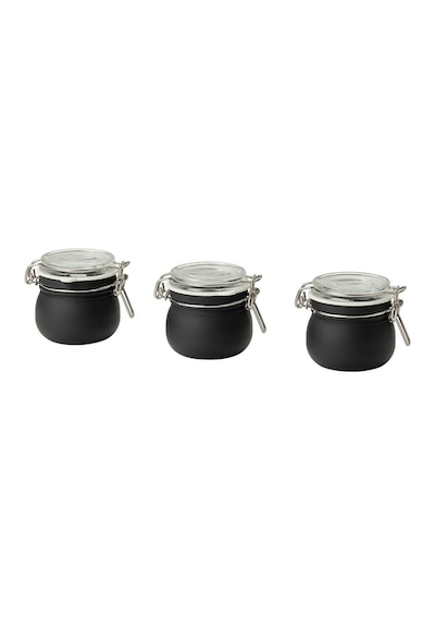 Ikea Korken Kapaklı Cam Kavanoz Cam-siyah 13 Cl 3 Adet 50579890 Siyah