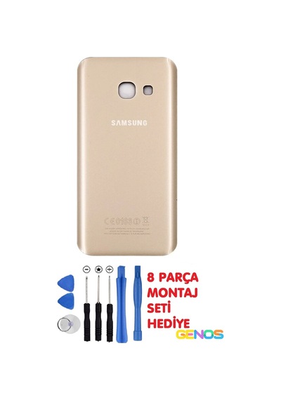 Samsung Galaxy Uyumlu A7 2017 A720 Arka Kapak Pil Batarya Kapağı Gold + Montaj Set Diğer