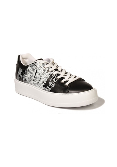 Cesare Paciotti Su5stsz Siyah Beyaz Desenlı Deri Sneaker Erkek Ayakkabı Siyah
