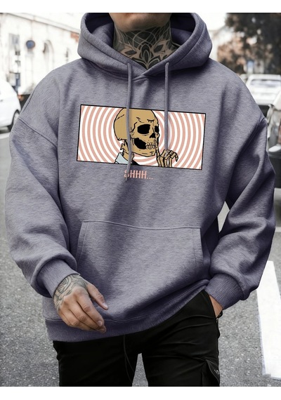 Startmore Tarzsokak The Skull Under Consideration Kapüşonlu Üst Erkek Sonbahar Sıcak Gevşek Sweatshirt Günlük Pol Gri