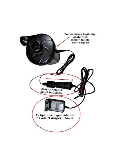 Yatak Pompa Adaptörü Çakmak Adaptörü Araç Çakmaklık Çevirici Ev Tipi 36w/3a/12v