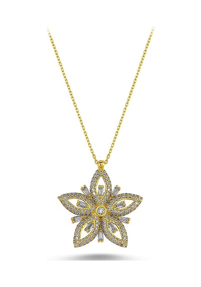 Çiçek Model Zirkon Taşlı Hayalet Kolye (498564539)