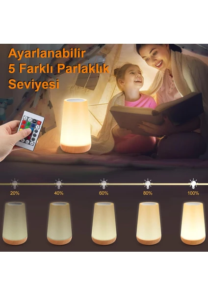 Rgb Dokunmatik Led Gece Lambası 12 Renkli Uzaktan Kumandalı Masa Lambası Ortam Aydınlatma Lambası Çok Renkli