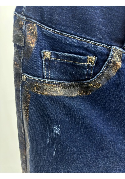 Zanessi Fashıon Büyük Beden Beli Lastikli Likralı Denim Kadın Pantolon Lacivert