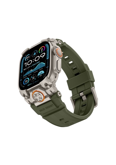 Watch Ultra 49mm Uyumlu Mohseven İwatch Armor Silikon Kordon Titanyum-yeşil