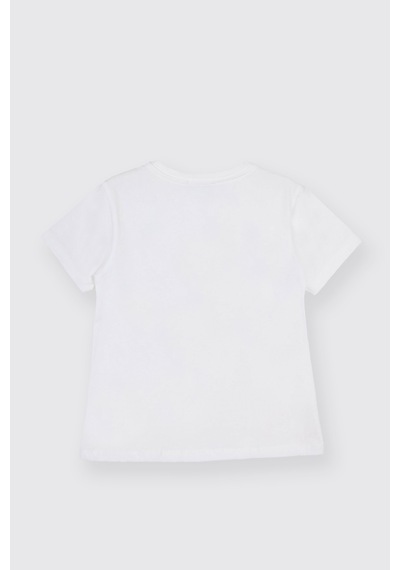 Panço Liberty Kumaş Çiçek Nakışlı Kız Çocuk Tişört 5611gk05002 Krem