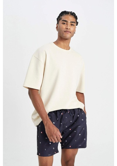 DeFacto Regular Fit Desenli File Astarlı Kısa Boy Deniz Şortu M8328AZ24HSNV100