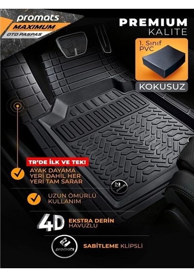 Dacia Dokker 2013 Model Ve Sonrası Uyumlu Oto Paspas 4d Maximum Siyah