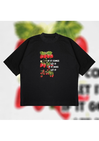 Startmore If It Comes Let It Oversize Unisex Pamuklu Nefes Alan Kalın Kumaşlı Siyah