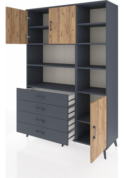 Hyperion Dolap 9 Raflı 4 Çekmeceli 3 Kapaklı 132x44x195 Antrasit-çam/antrasit Atlas Çam/antrasıt Hyperion Dolap 9 Raflı 4 Çekmeceli 3 Kapaklı 132x44x195 Antrasit-çam/antrasit Atlas Çam/antrasıt