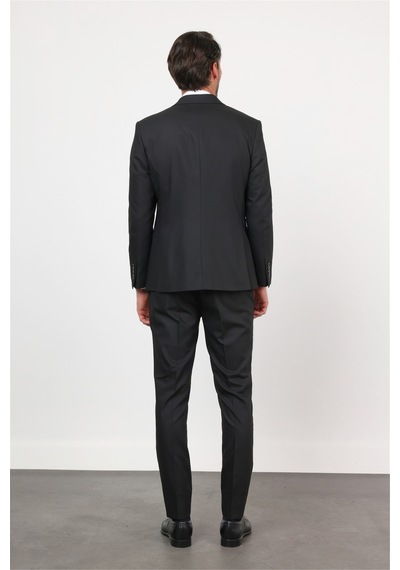 İmza Siyah Kırlangıç Yaka Kruvaze 6 Drop Slim Fit Tam Astar Esnek Takım Elbise 1001260159