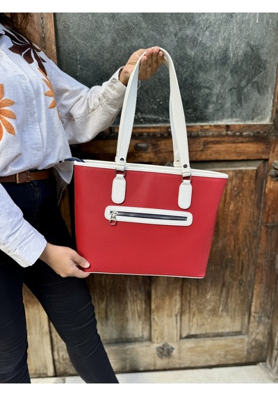 Just Polo Kadın Yeni Sezon Büyük Boy 3 Bölmeli Lüks El Ve Omuz Çantası Shoulder Bag Beyaz - Lacivert - Kırmızı 90279381