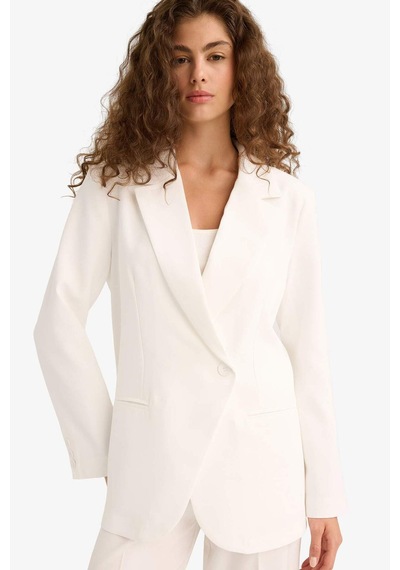 Defacto Fitted Ceket Yaka Tafta Krep Blazer Ceket F8035ax25auwt32 Beyaz