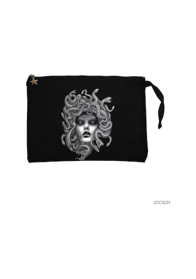 Zepplin Giyim Medusa Siyah Clutch Astarlı Cüzdan / El Çantası Siyah