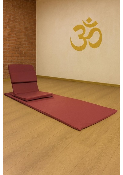 Backjack Meditasyon Sandalyesi Destekli Yer Minderi + 60x180 Kumaş Mat - Backjack 3xl Bordo