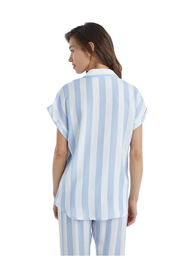 Blackspade Kadın Önden Düğmeli Kısa Kol Mavi Çizgili Pijama Takımı C2t5n3o15- 001