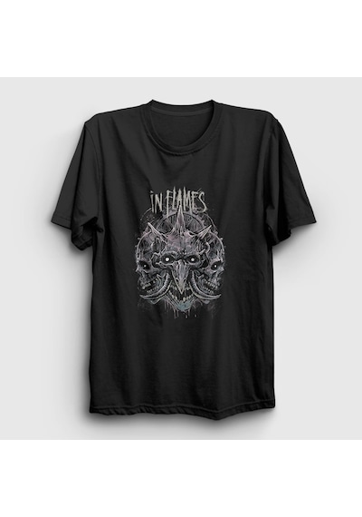 Presmono Unisex Skulls In Flames T-shirt Siyah