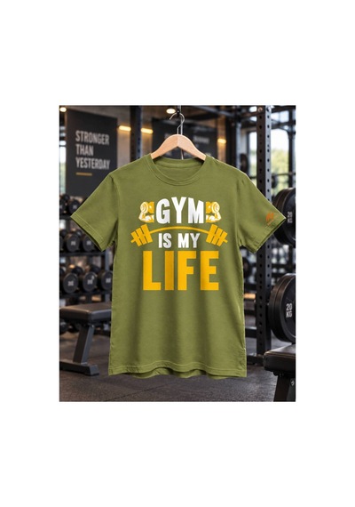 Segungear Gymlife Erkek Regular Fit Baskılı Spor Tişört Haki - 931635364 Haki