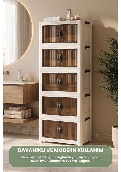 5 Katlı Portatif Organizer Dolap 200 Lt Beyaz